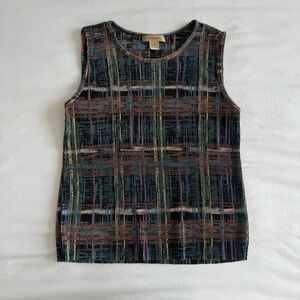 Vintage 90s Multicolored Plisse Tank Top